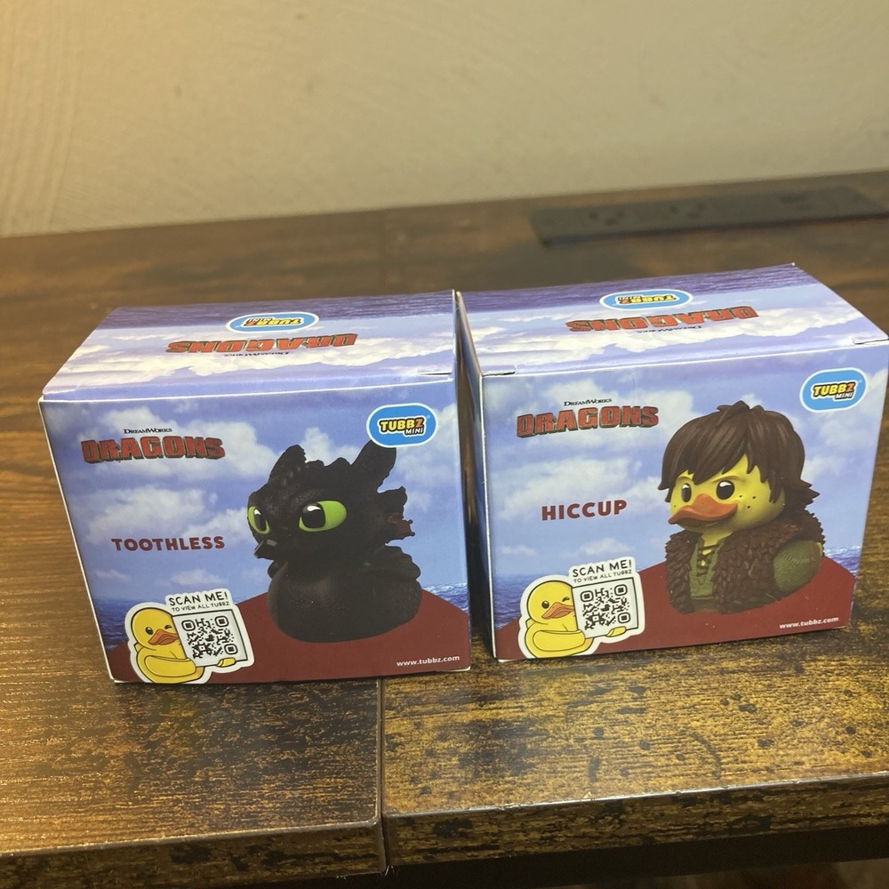 Mini Tubbz How To Train‎ Your Dragon Hiccup & Toothless *Complete Set* Toy Ducks
